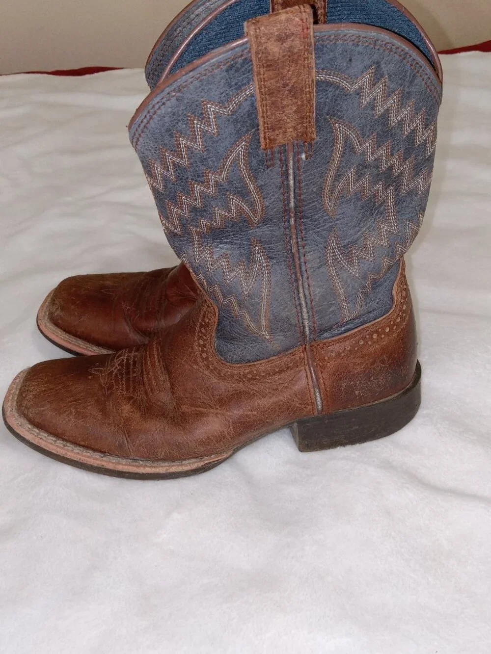 Ariat Youth Boys Tycoon Western Cowboy Boots Brown Blue 13.5 10021591